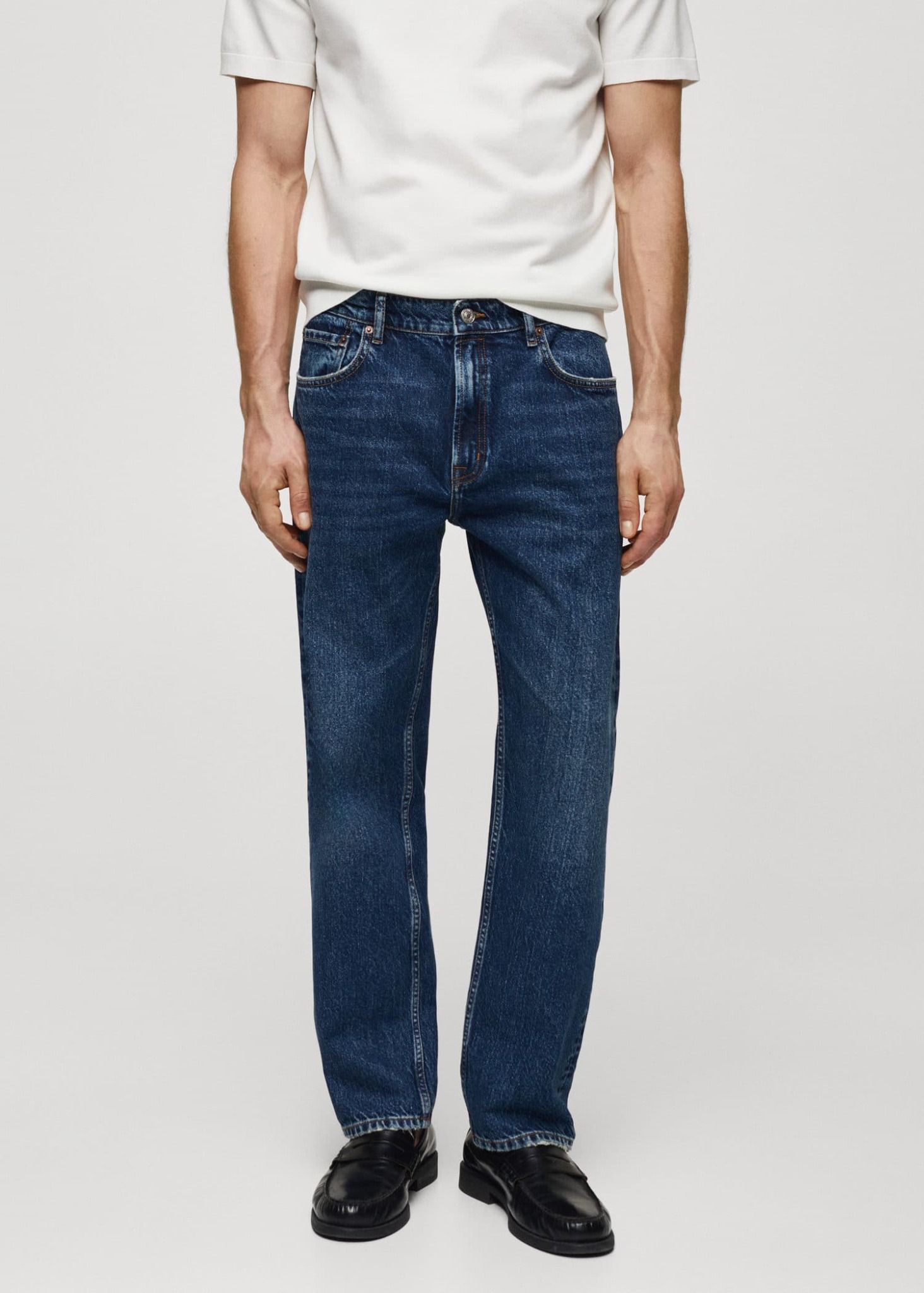 Mango - Quần jeans nam Regular fit dark wash jeans