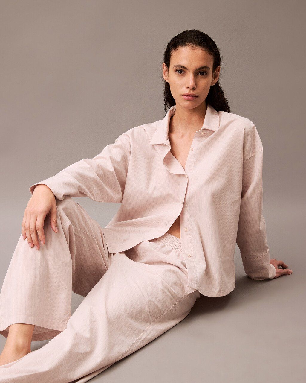 Calvin Klein - Áo ngủ CK nữ Cotton Poplin Shirt.