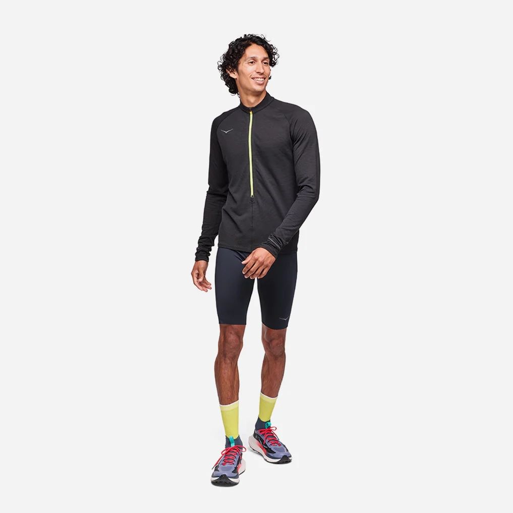 Hoka - Áo ôm tay dài thể thao nam Men's Hoka Basezip Long Compression Tee