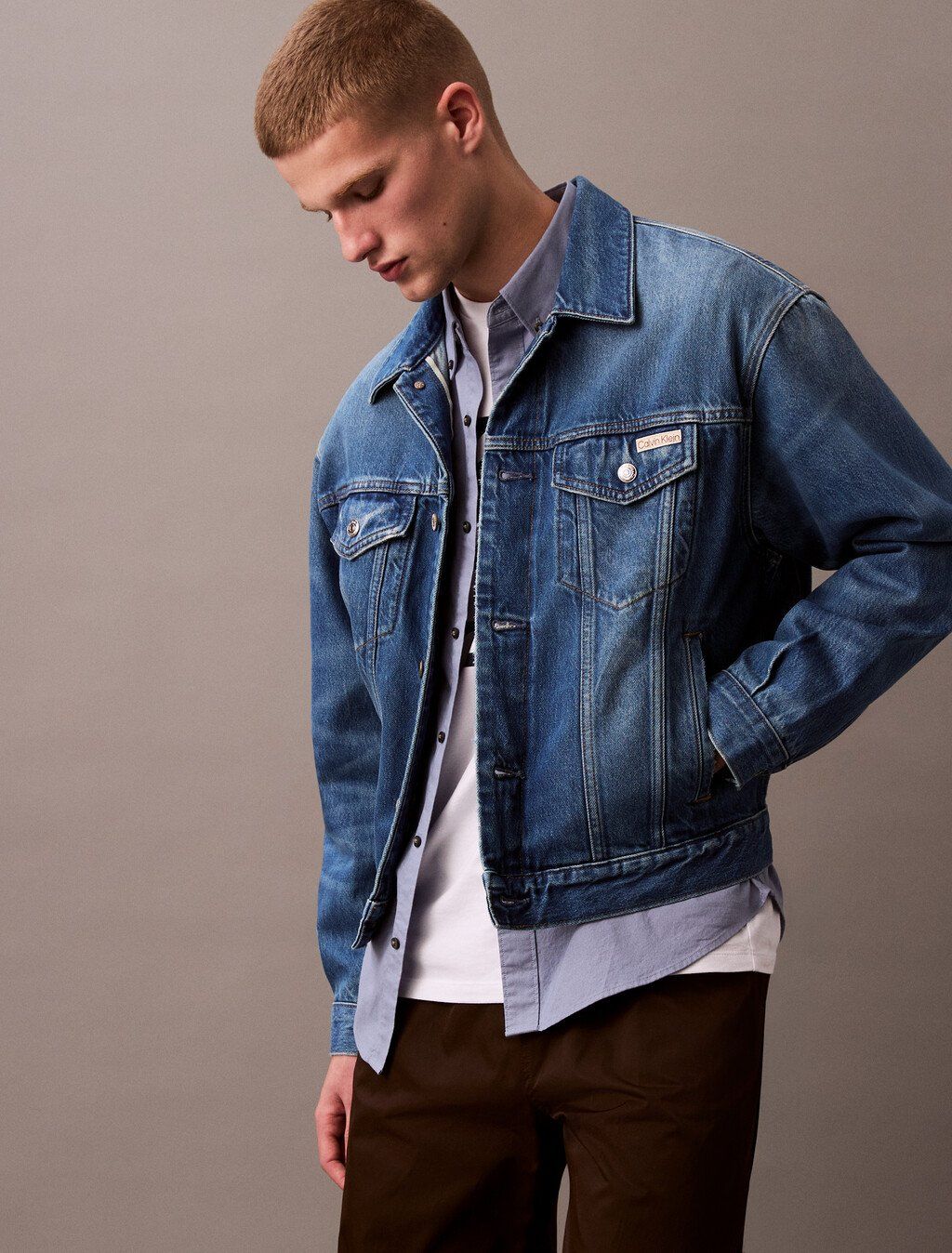 Calvin Klein - Áo khoác jeans nam CK 90s Washed Emerald Trucker