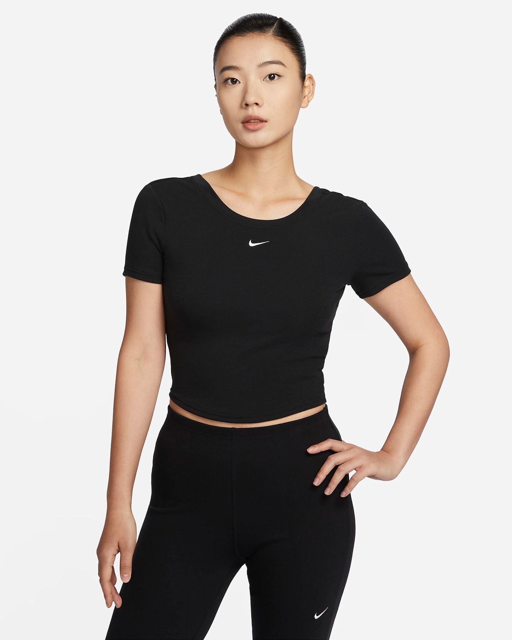 Nike - Áo Tay Ngắn Thể Thao Nữ Chill Knit Women'S Tight Scoop-Back Short-Sleeve Mini-Rib Top