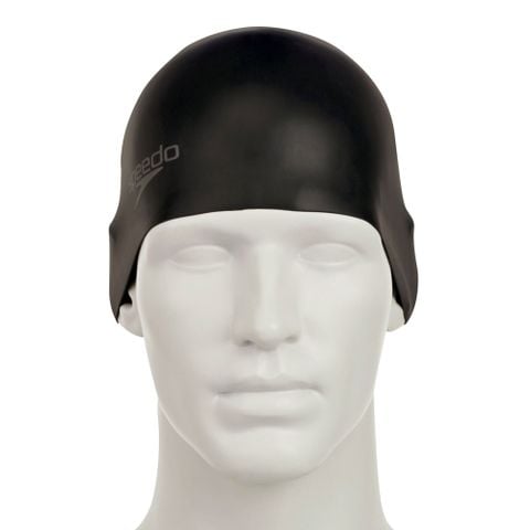 Speedo - Nón bơi nam nữ Speedo Plain Moulded Silicone Cap Black Swimming - 3