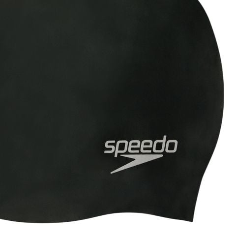 Speedo - Nón bơi nam nữ Speedo Plain Moulded Silicone Cap Black Swimming - 2