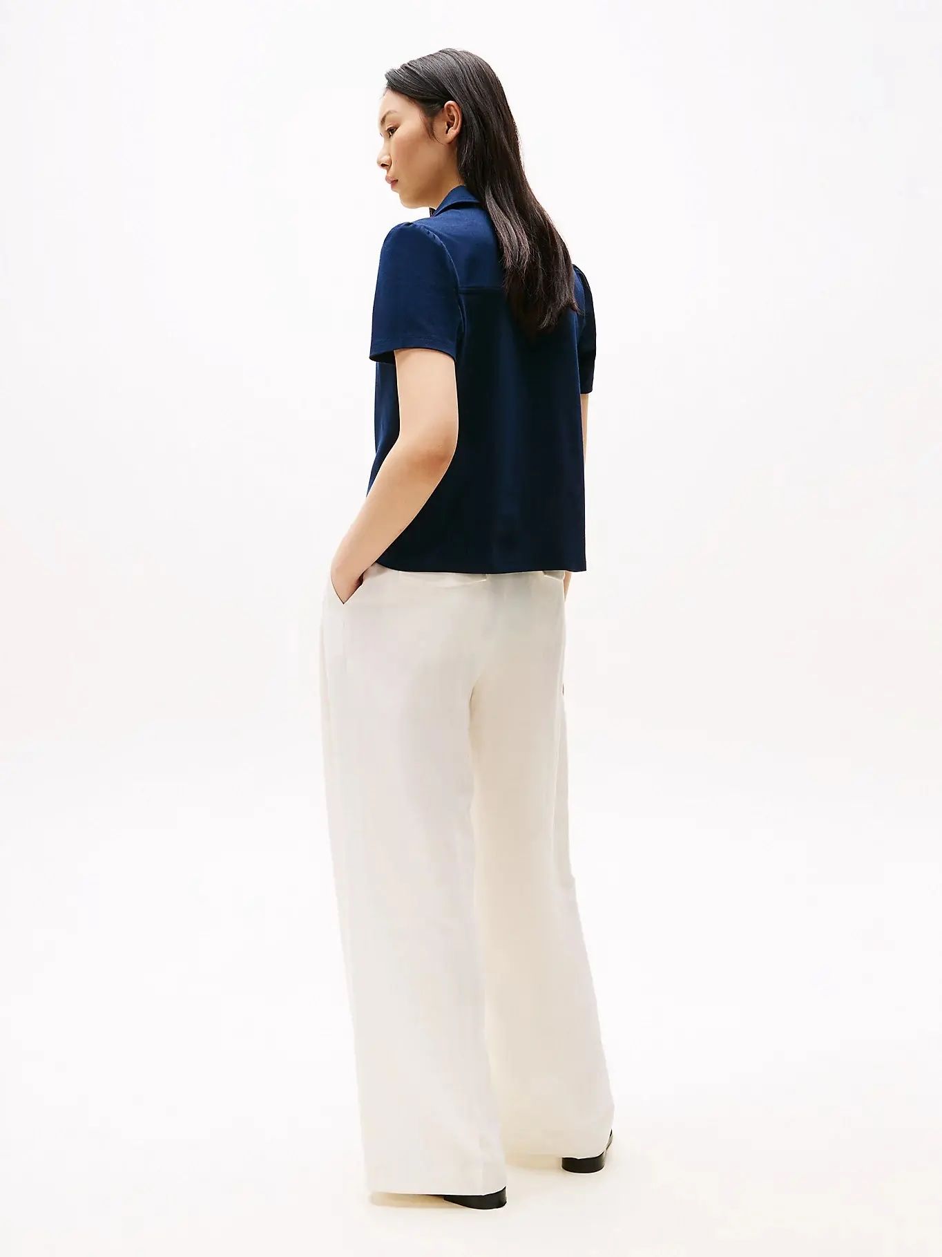 Tommy Hilfiger - Áo polo tay ngắn nữ TH Gold Button Slim Polo