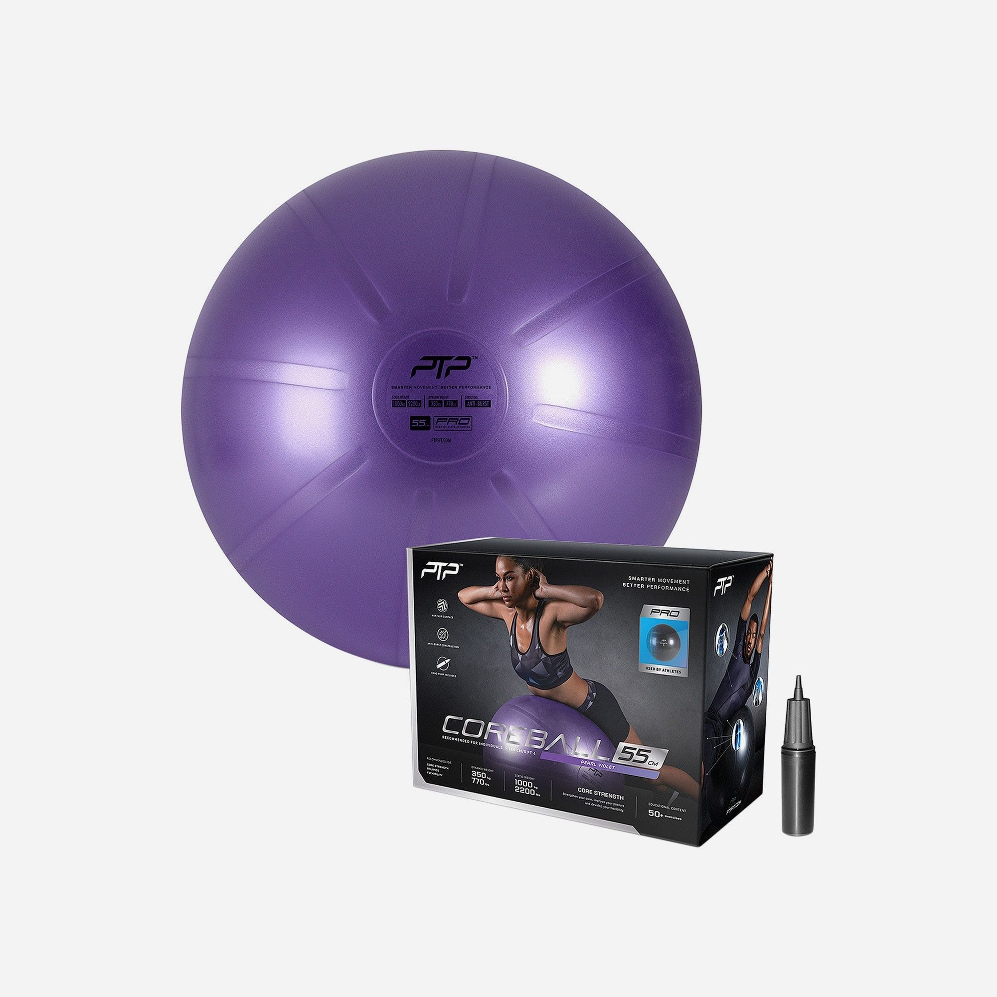 Ptp - Bóng tập Yoga nam nữ 55cm-Pearl Violet Pump Pearl Violet Fitness