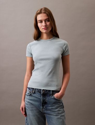 Calvin Klein - Áo thun tay ngắn nữ CK Cropped Monogram T-shirt