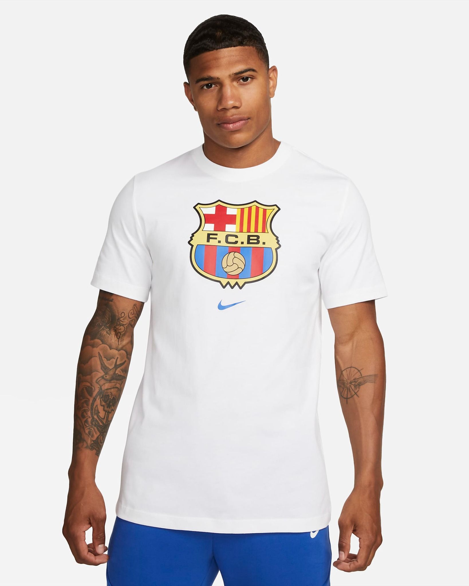 Nike - Áo đá banh Nam F.C. Barcelona Crest Men's T-Shirt