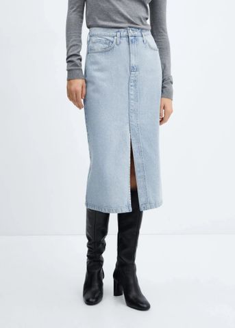 Mango - Chân váy nữ Denim midi-skirt Soleil