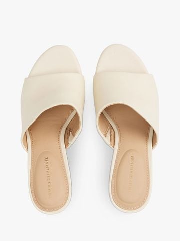 Tommy Hilfiger - Giày đế cao nữ Leather TH Monogram Plaque Wedge Mules