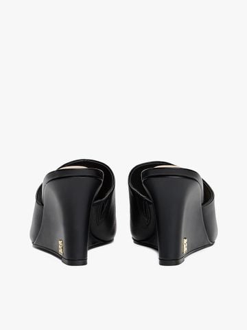 Tommy Hilfiger - Giày đế cao nữ Leather TH Monogram Plaque Wedge Mules - 3