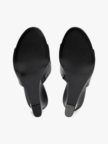 Tommy Hilfiger - Giày đế cao nữ Leather TH Monogram Plaque Wedge Mules - 4