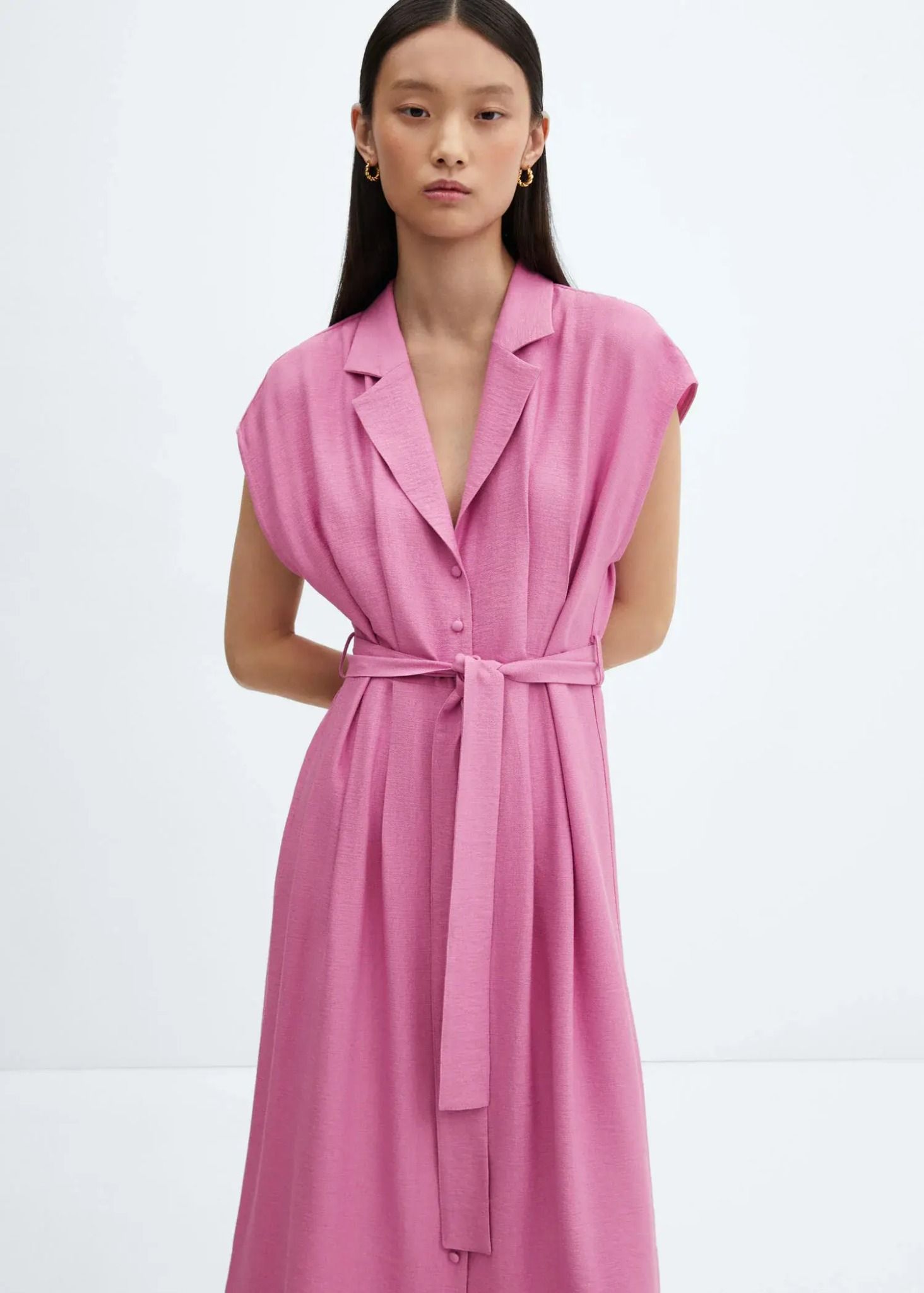 Mango - Đầm nữ Button shirt dress