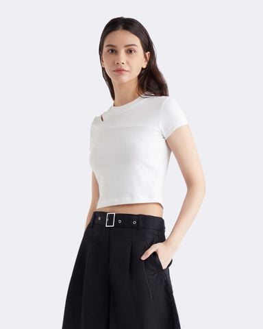 Calvin Klein - Áo tay ngắn nữ Shoulder Cut-Out Baby Tee