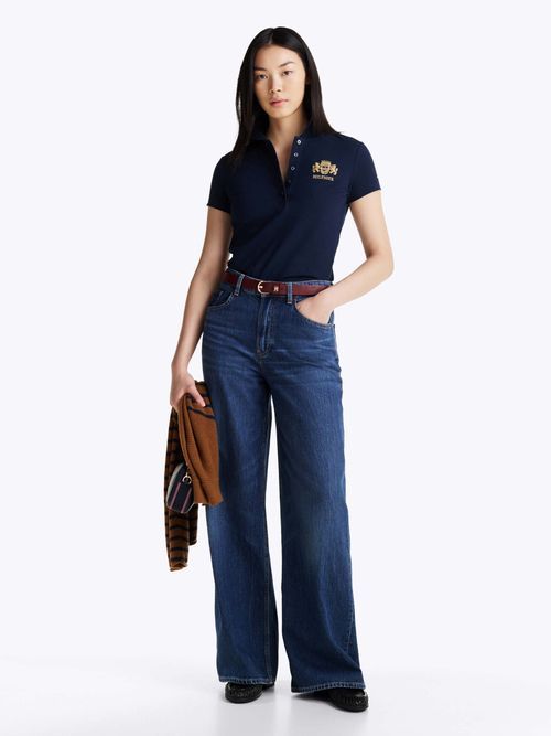 Tommy Hilfiger - Áo polo tay ngắn nữ Slim Varsity Graphic Polo