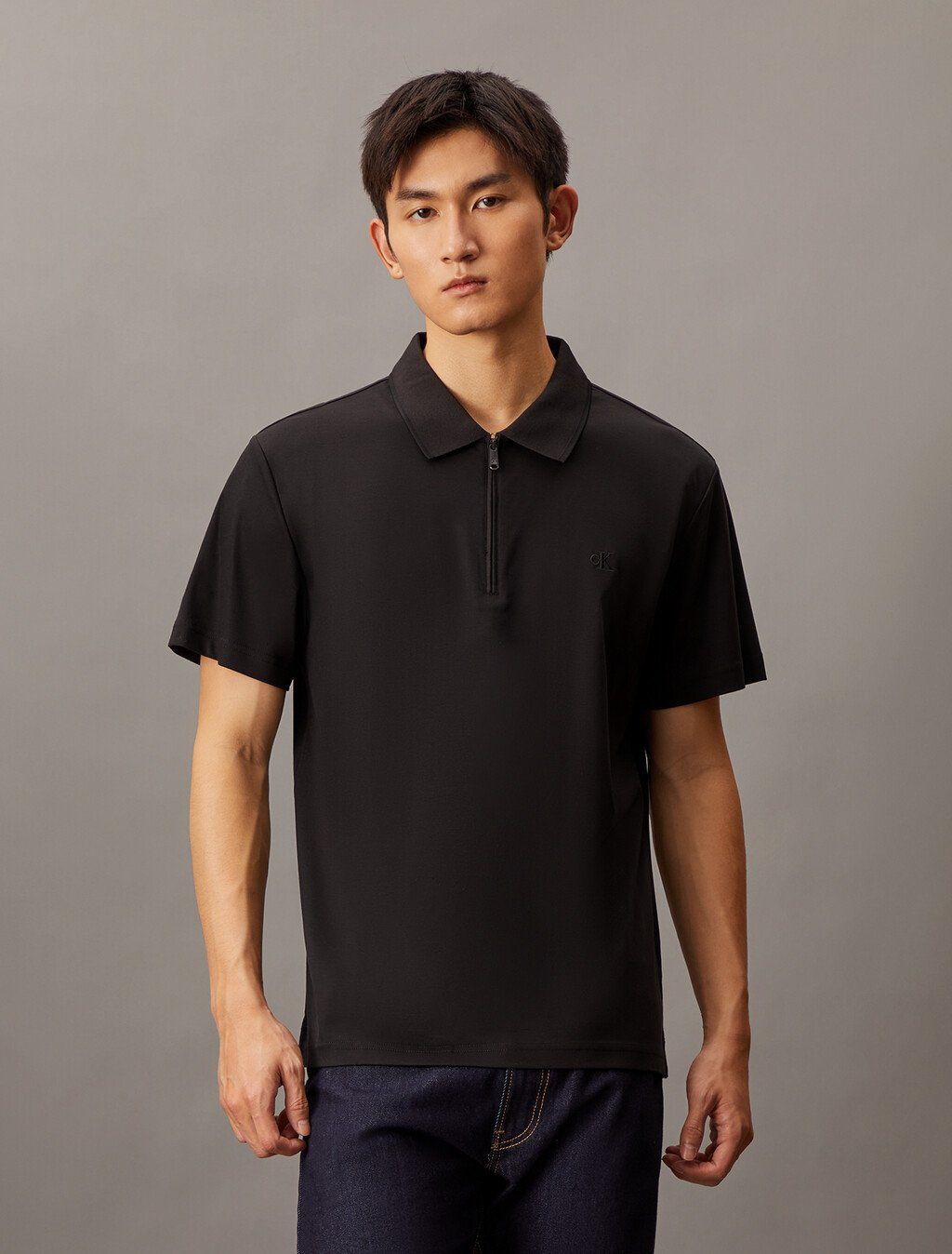 Calvin Klein - Áo polo tay ngắn CK nam Smooth Cotton UV Protect Half Zip Pollo