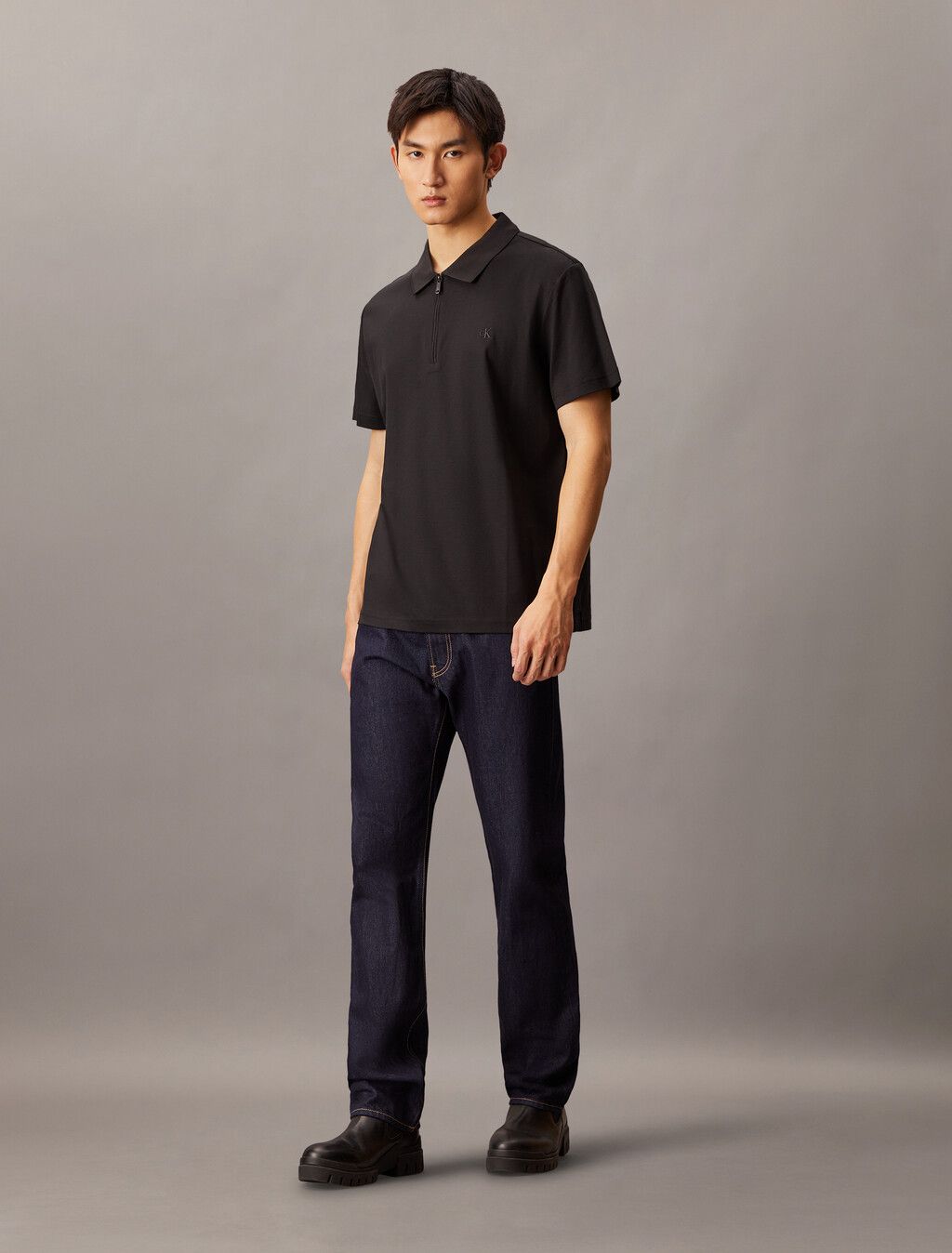 Calvin Klein - Áo polo tay ngắn CK nam Smooth Cotton UV Protect Half Zip Pollo