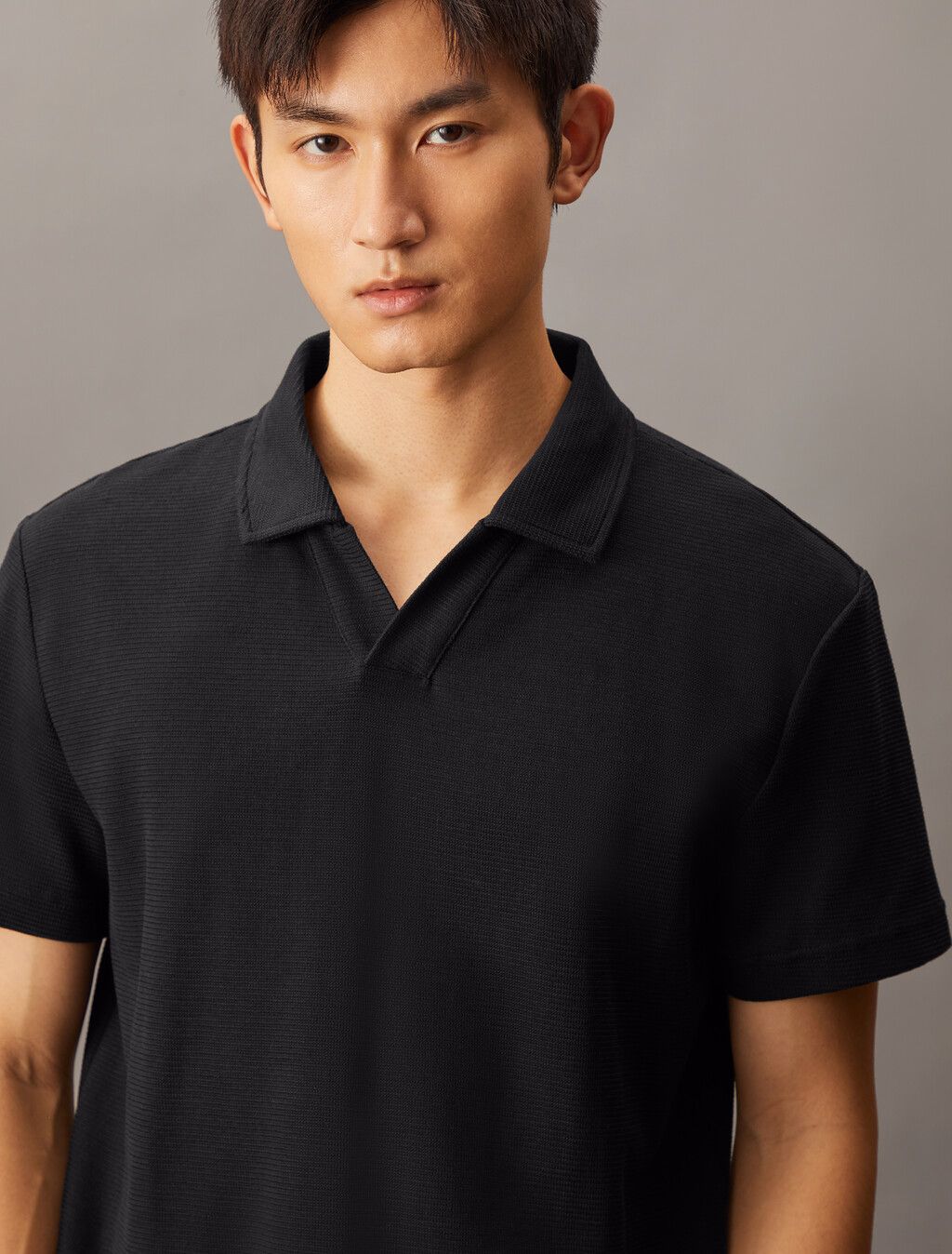 Calvin Klein - Áo polo tay ngắn CK nam Textured Open Collar Knit Polo