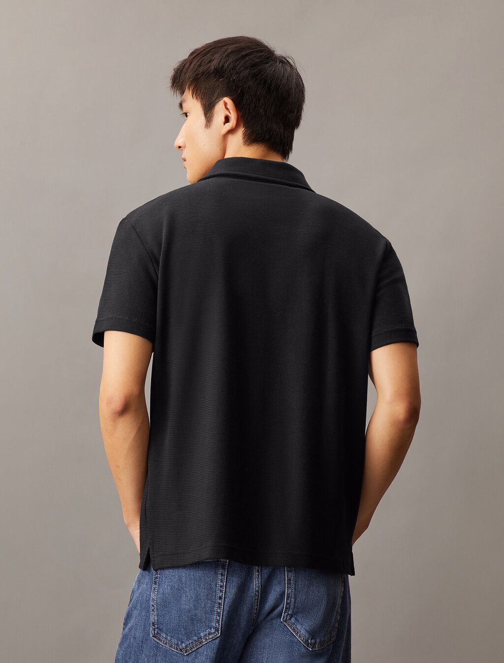Calvin Klein - Áo polo tay ngắn CK nam Textured Open Collar Knit Polo