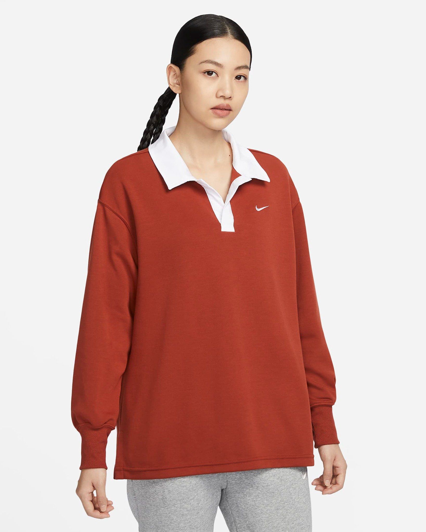 Nike - Áo tay dài thể thao Nữ Essential Women's Oversized Long-Sleeve Polo