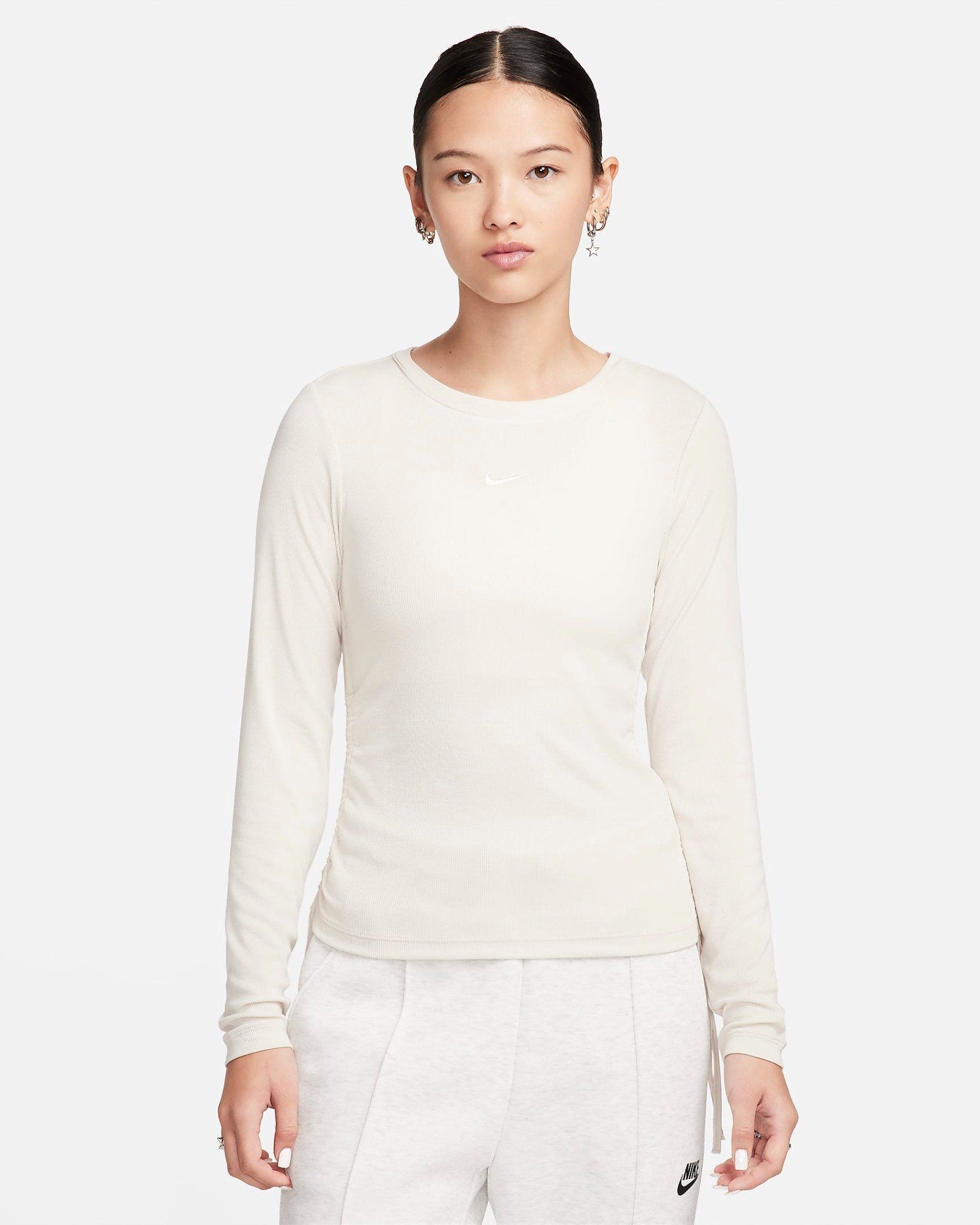 Nike - Áo tay dài thể thao Nữ Women's Ribbed Long-Sleeve Mod Crop Top