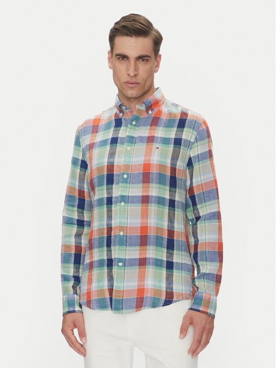 Tommy Hilfiger - Áo sơ mi tay ngắn nam Linen Summer Madras Shirt