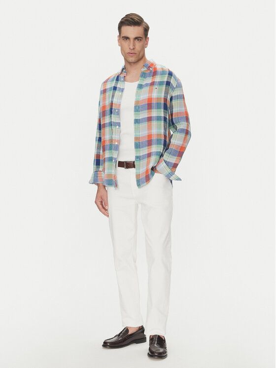 Tommy Hilfiger - Áo sơ mi tay ngắn nam Linen Summer Madras Shirt