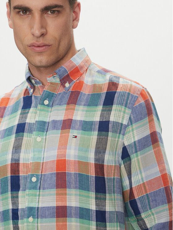 Tommy Hilfiger - Áo sơ mi tay ngắn nam Linen Summer Madras Shirt