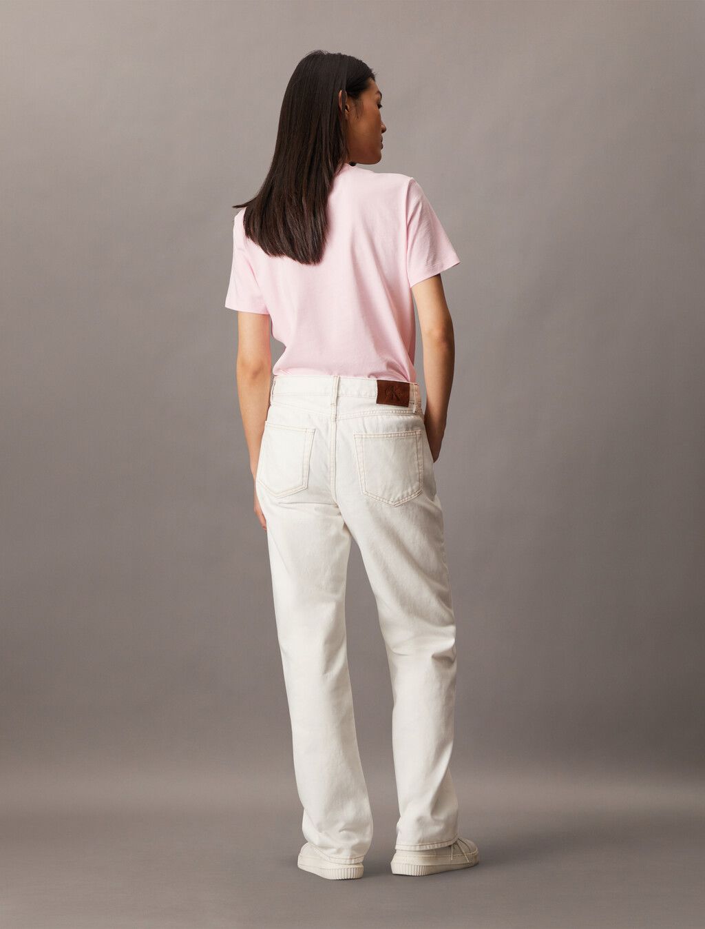 Calvin Klein - Quần jeans dài CK nữ Signature 90S Straight Chalk