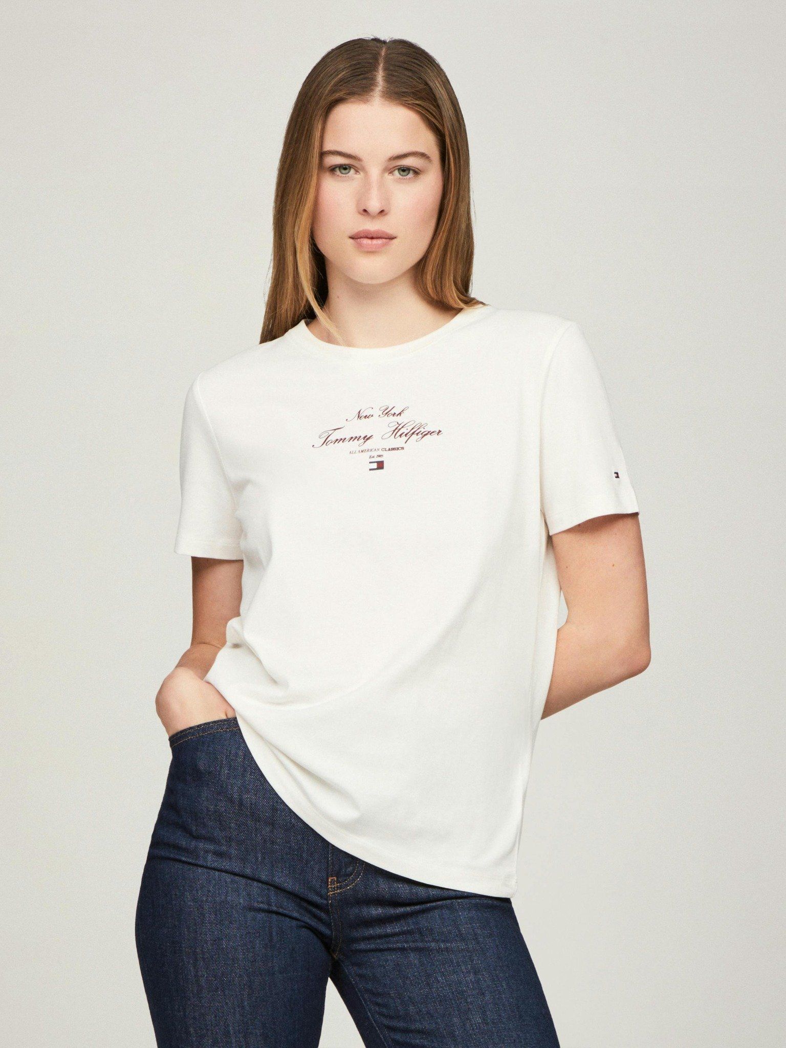 Tommy Hilfiger - Áo thun tay ngắn nữ Regular Script Crew Neck T-Shirt