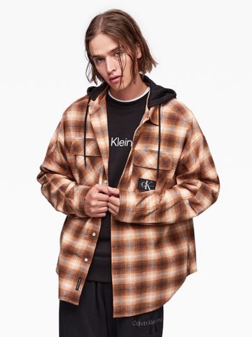 Calvin Klein - Áo khoác sơ mi nam Light Hooded Plaid Overshirt