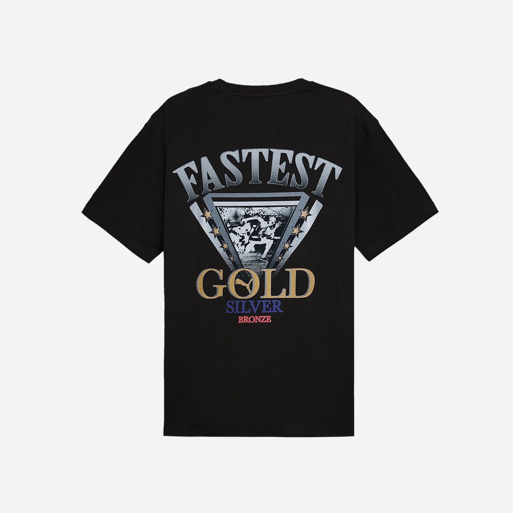 Puma - Áo thun nam nữ Graphics Fastest Lifestyle Tee