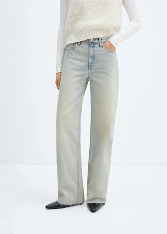 Mango - Quần jeans nữ High-waist wideleg jeans