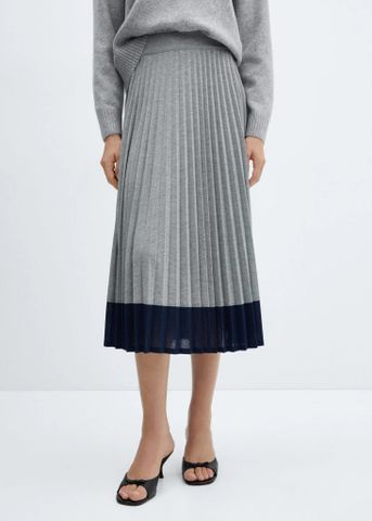 Mango - Chân váy nữ Contrast panel pleated skirt