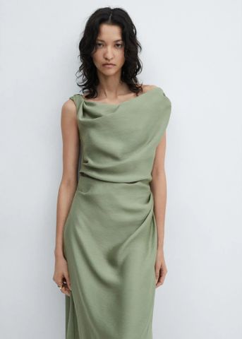 Mango - Đầm nữ Asymmetrical pleated dress Laila