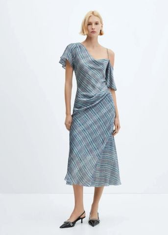 Mango - Chân váy nữ Satin check midi skirt