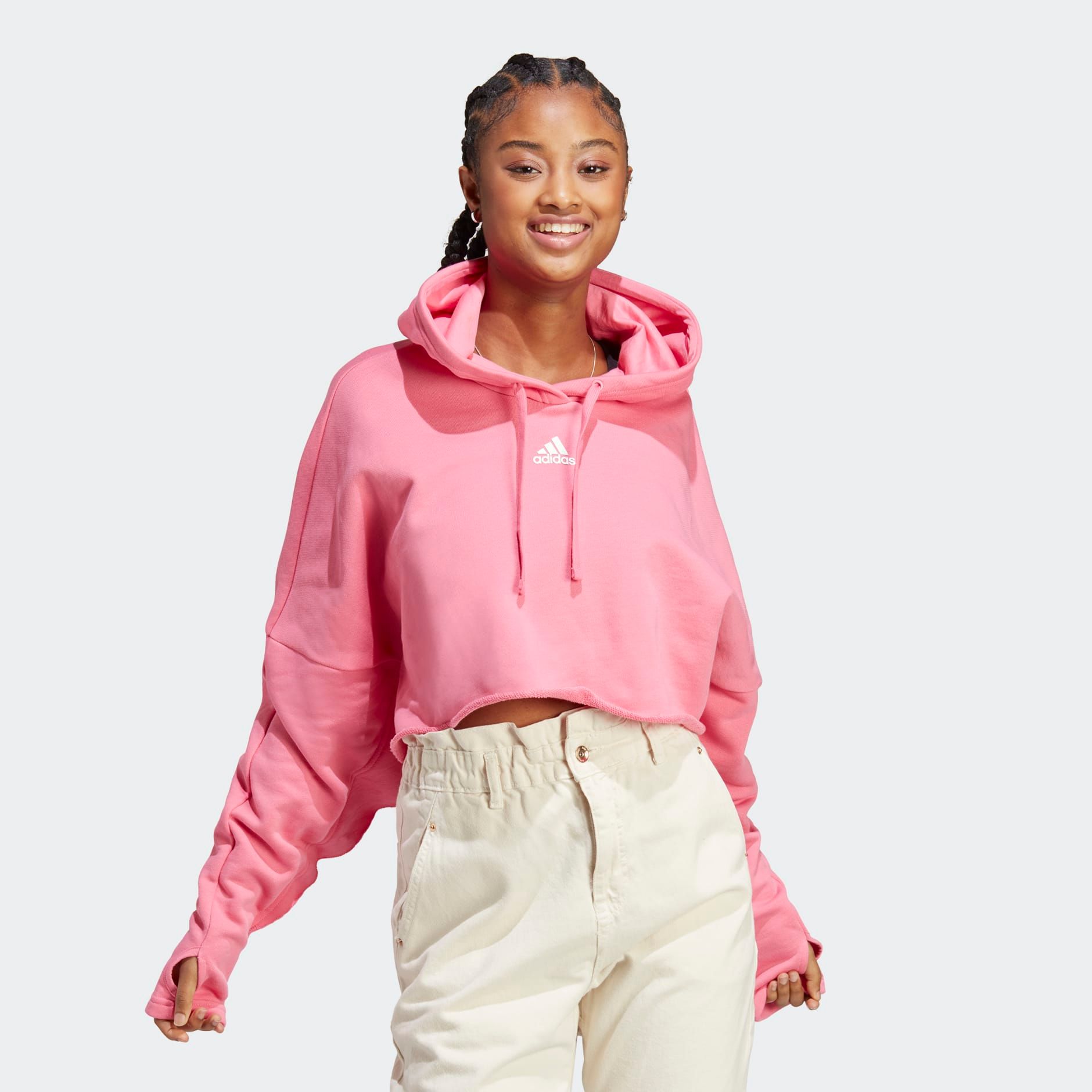 adidas - Áo khoác có mũ trùm đầu Nữ Collective Power Cropped Hoodie