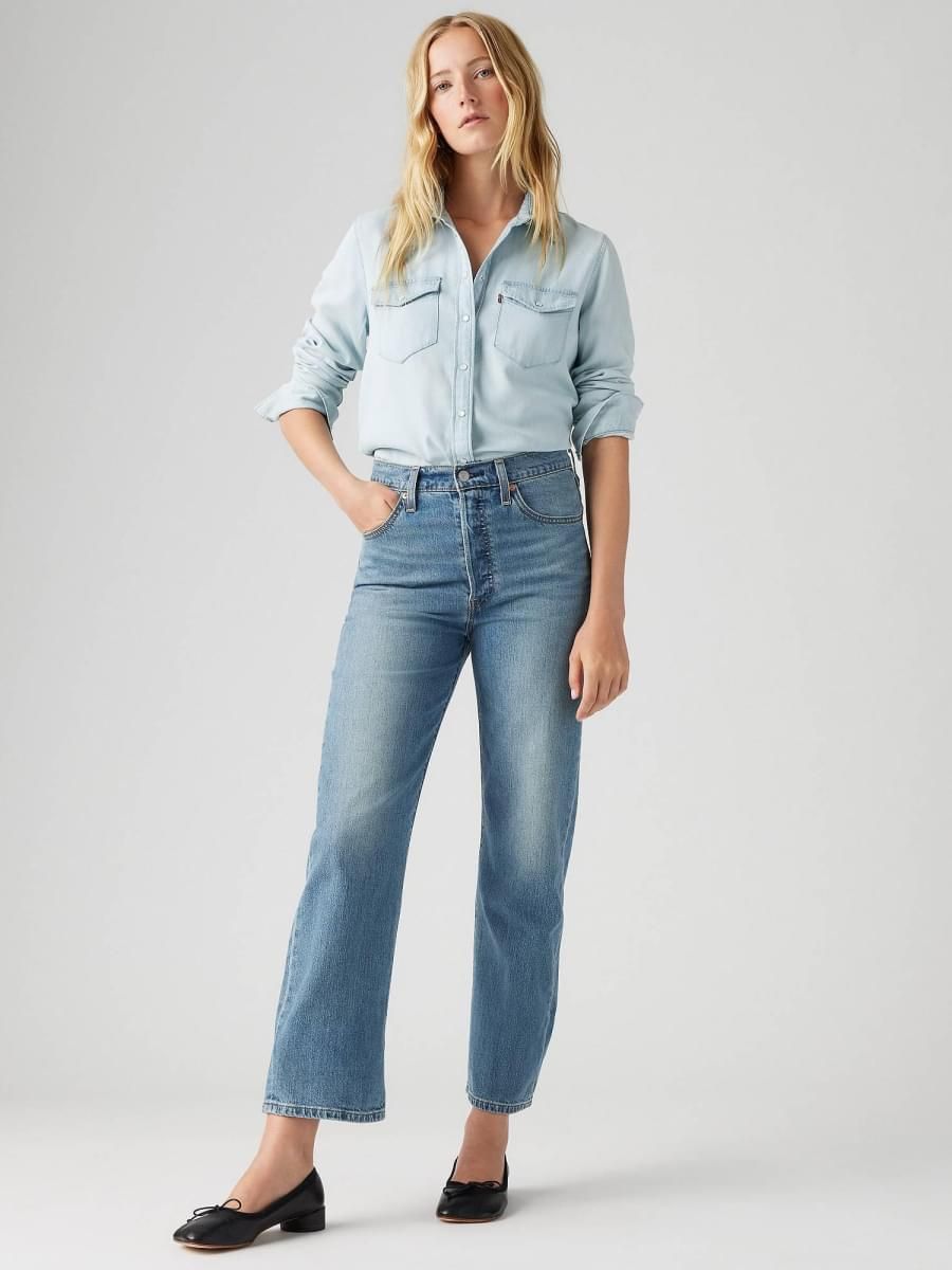 Levi's - Quần jeans ống đứng nữ Ribcage Straight Ankle Cotton Linen Jeans