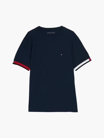 Tommy Hilfiger - Áo thun tay ngắn nam Global Stripe Flag Cuff Tee