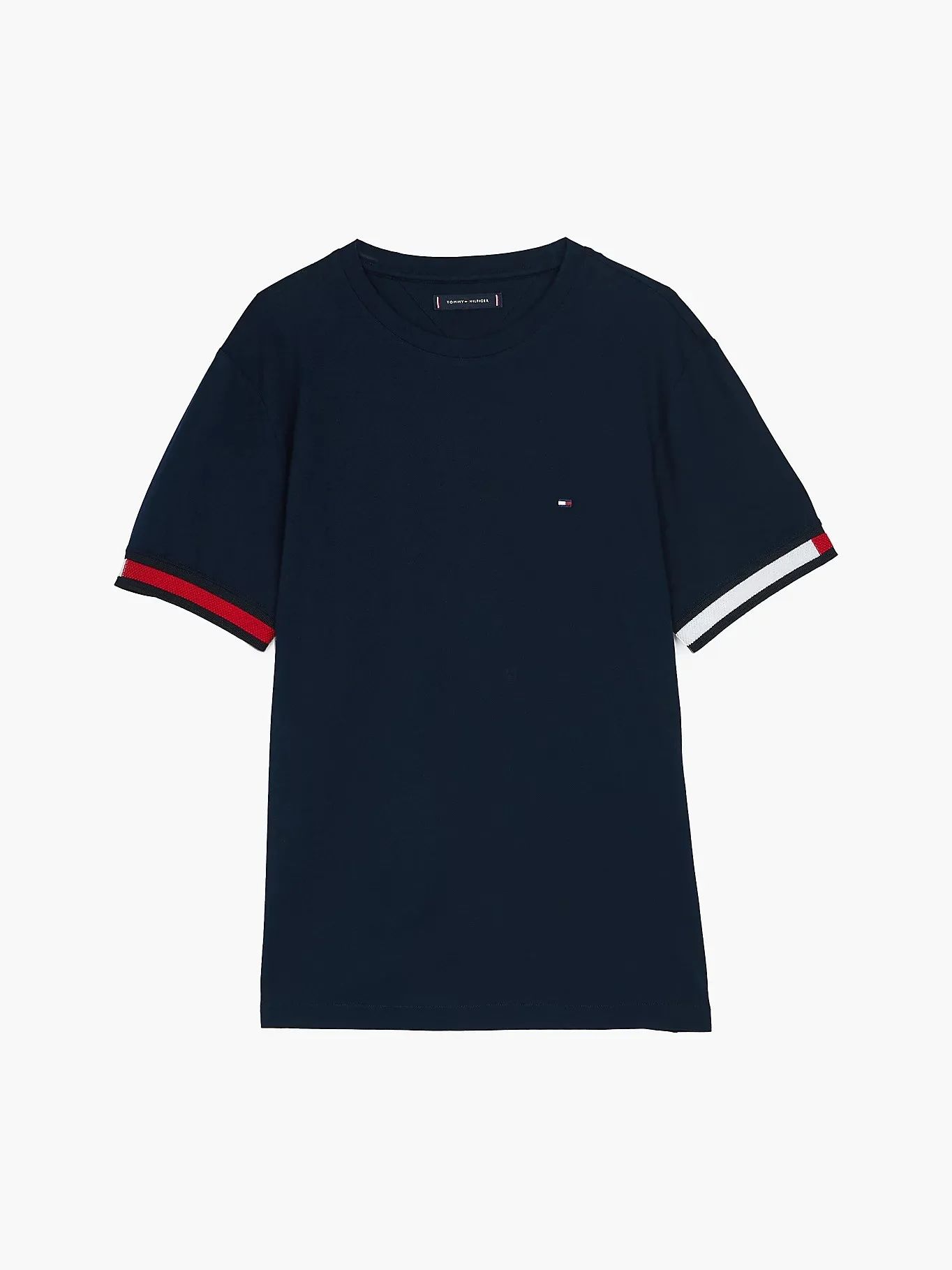 Tommy Hilfiger - Áo thun tay ngắn nam Global Stripe Flag Cuff Tee