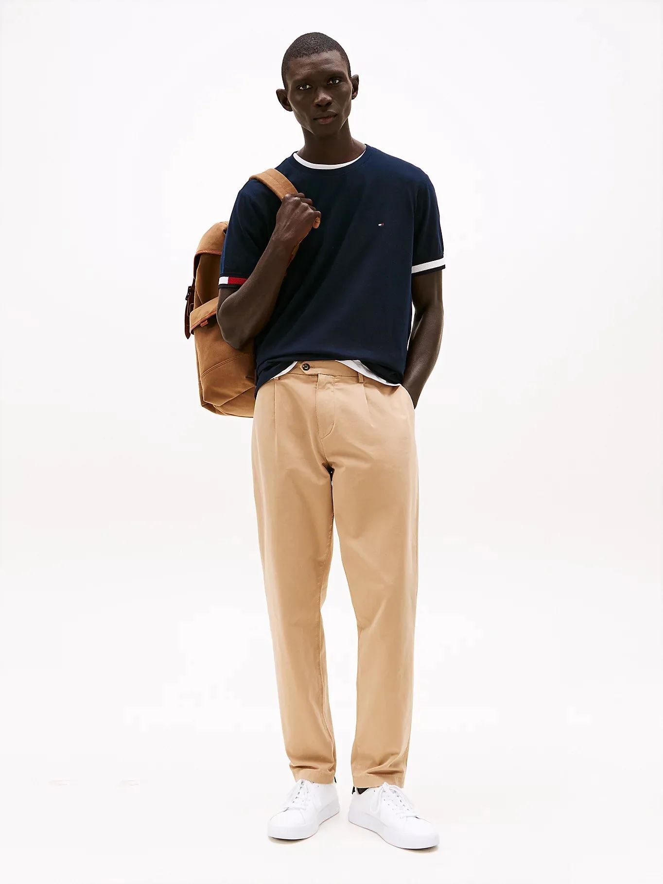 Tommy Hilfiger - Áo thun tay ngắn nam Global Stripe Flag Cuff Tee