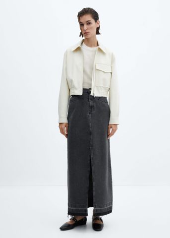 Mango - Chân váy nữ Falda larga denim Skirt