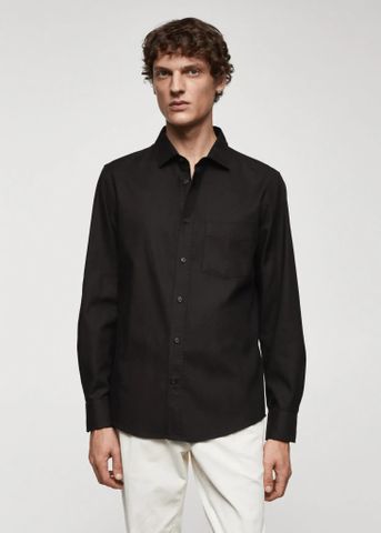 Mango - Áo sơ mi nam Brushed cotton twill shirt