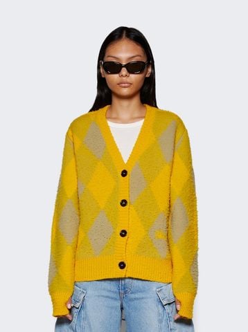 Burberry - Áo khoác len dệt kim nữ BURBERRY ARGYLE WOOL CARDIGAN MIMOSA YELLOW