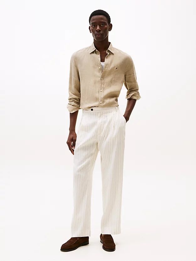 Tommy Hilfiger - Quần tây dài nam Linen Blend Stripe Wide Leg Trousers