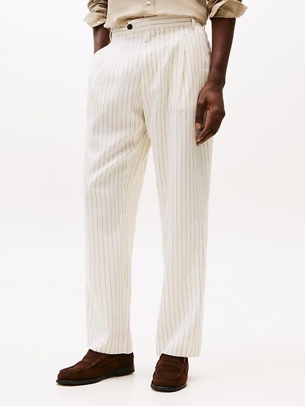 Tommy Hilfiger - Quần tây dài nam Linen Blend Stripe Wide Leg Trousers