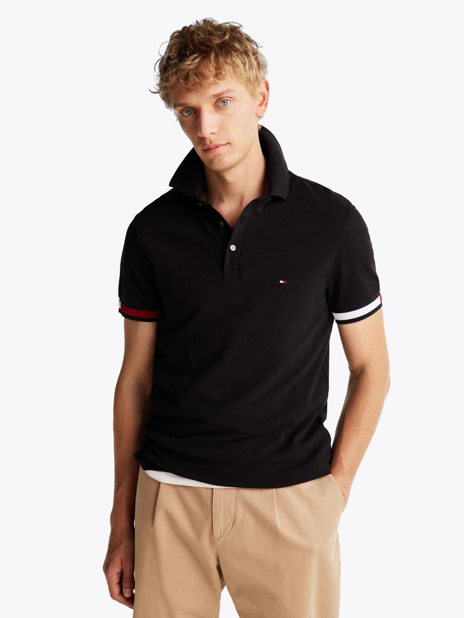 Tommy Hilfiger - Áo polo tay ngắn nam Flag Cuff Slim Polo