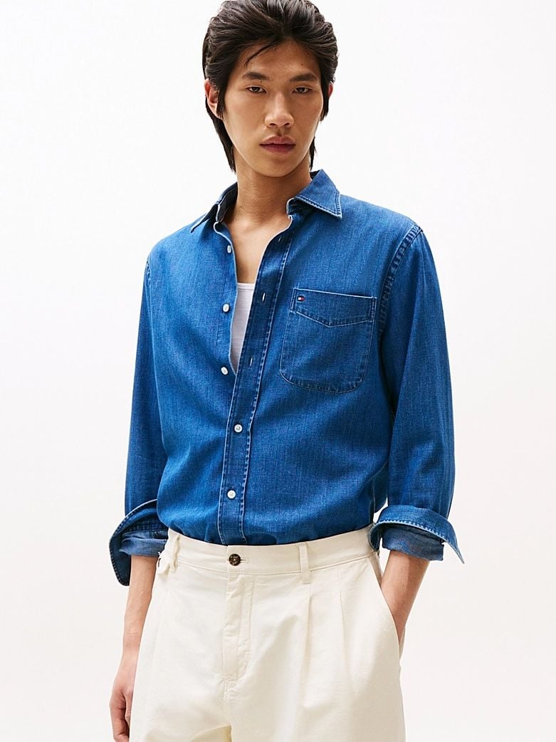 Tommy Hilfiger - Áo sơ mi tay dài nam Regular Fit Lightweight Denim Shirt