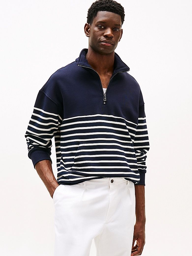 Tommy Hilfiger - Áo len tay dài nam Stripe Half-Zip Relaxed Sweatshirt