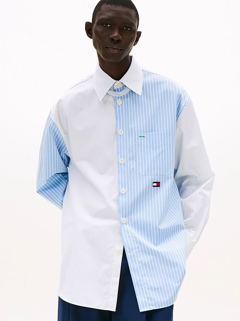 Tommy Hilfiger - Áo sơ mi tay dài nam The Runway Collection Oversized Mixed Stripe Shirt