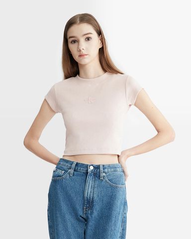 Calvin Klein - Áo tay ngán nữ Monogram Baby Tee Sepia Rose